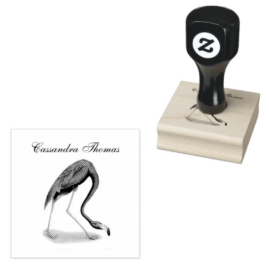  roze flamingo #1 Naam Rubberstempel (Gestempeld)