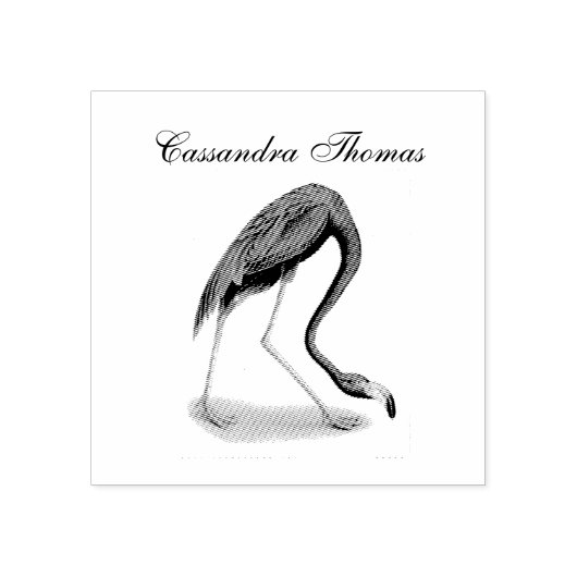 roze flamingo #1 Naam Rubberstempel (Afrduk)