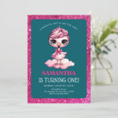 Roze Flamingo 1e Verjaardag Kaart (Staand voorkant)