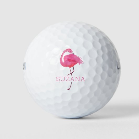 Roze flamingo 2-monogram golfballen (Voorkant)