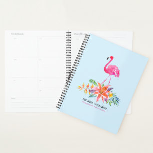 Roze Flamingo 2 & Tropische Hibiscus bloemen bouqu Planner
