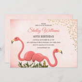 Roze Flamingo 40e verjaardag Kaart (Voorkant / Achterkant)