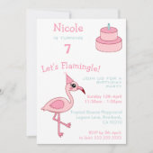 Roze Flamingo 7th Birthday Party Invitation Kaart (Voorkant)
