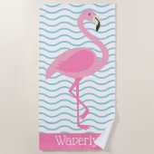 Roze flamingo Aangepaste beach handdoek (Voorkant)