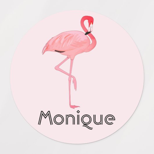 Roze Flamingo Aangepaste naam Labels (Design 2)