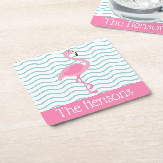 Roze Flamingo Aangepaste Onderzetters papier (Schuin)