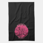 Roze flamingo aangepaste tekst theedoek (Verticaal)