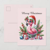 roze flamingo aanpasbaar Vrolijk Kerstfeest Feestdagenkaart (Voorkant / Achterkant)