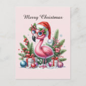 roze flamingo aanpasbaar Vrolijk Kerstfeest Feestdagenkaart (Voorkant)
