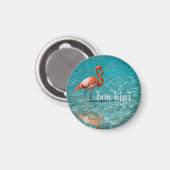 Roze flamingo abc-eilanden magneet (Voorkant / Achterkant)