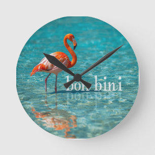 Roze flamingo abc-eilanden ronde klok