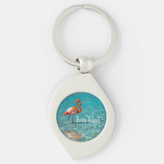 Roze flamingo abc-eilanden sleutelhanger (Voorkant)