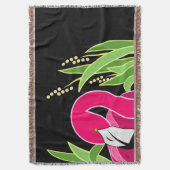 Roze flamingo Abstract op zwart Deken (Voorkant Verticaal)