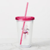 Roze Flamingo Acryl Drinkbeker (Achterkant)