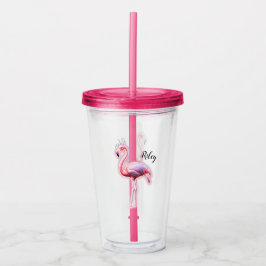 Roze Flamingo Acryl Drinkbeker