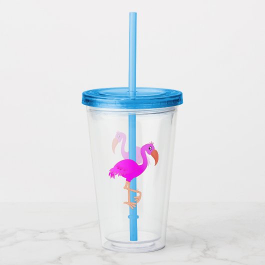 Roze Flamingo Acryl Tumbler Drinkbeker (Voorkant)