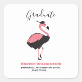 Roze Flamingo Afstuderen Square Sticker (Voorkant)