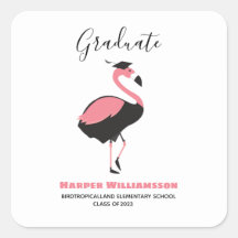 Roze Flamingo Afstuderen Square Sticker