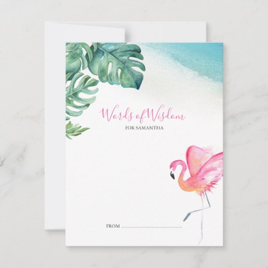 Roze Flamingo and Gingham Baby shower Advice Cards (Voorkant)