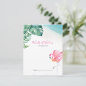 Roze Flamingo and Gingham Baby shower Advice Cards (Staand voorkant)