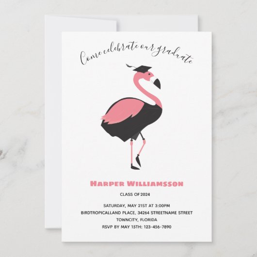 Roze Flamingo Animal Afstuderen Kaart (Voorkant)