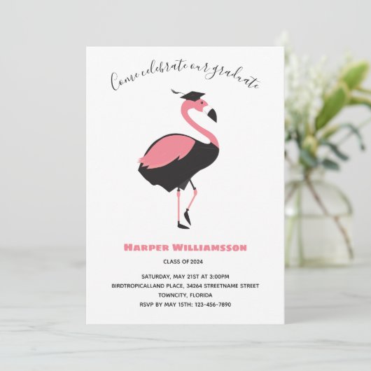 Roze Flamingo Animal Afstuderen Kaart (Staand voorkant)