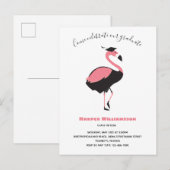 Roze Flamingo Animal Afstuderen Uitnodiging Briefkaart (Voorkant / Achterkant)