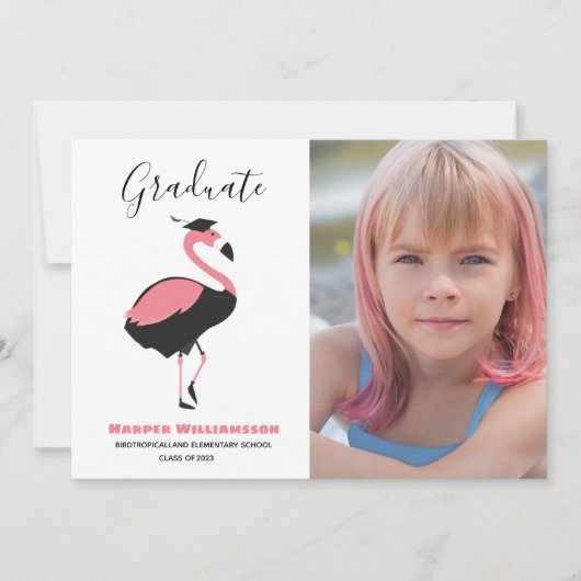 Roze flamingo Animal Foto Afstuderen kondiging Kaart (Voorkant)