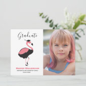 Roze flamingo Animal Foto Afstuderen kondiging Kaart (Staand voorkant)