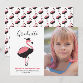 Roze flamingo Animal Foto Afstuderen kondiging Kaart