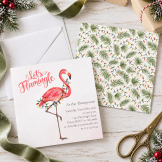 Roze Flamingo Aquarel Leuk Kerstfeest Kaart