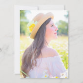 Roze Flamingo Aquarel Luau Afstudeer Bedankt Aankondiging (Achterkant)