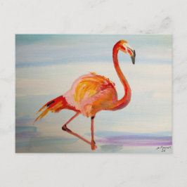 Roze Flamingo Aquarel Tropische Kunst Briefkaart