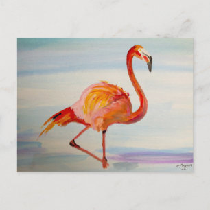 Roze Flamingo Aquarel Tropische Kunst Briefkaart