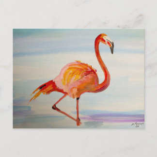 Roze Flamingo Aquarel Tropische Kunst Briefkaart