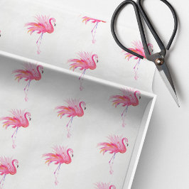 Roze Flamingo Aquarelpatroon Strand Tissuepapier