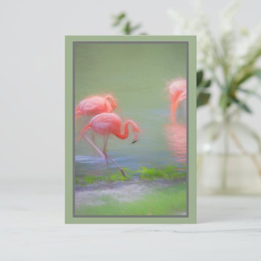 Roze Flamingo Artistic Blank Notecard Kaart (Staand voorkant)