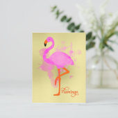 roze flamingo artistieke schilderplaat briefkaart (Staand voorkant)