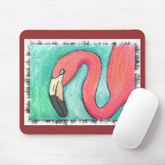 Roze Flamingo - artsy mousepad Muismat (Met muis)