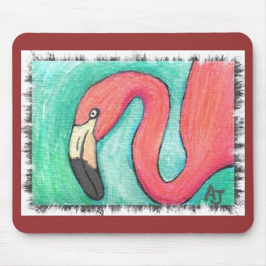 Roze Flamingo - artsy mousepad Muismat (Voorkant)