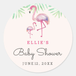 Roze Flamingo Baby Borrel Sticker