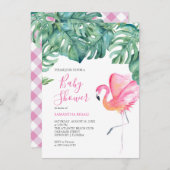 Roze Flamingo Baby Douche Uitnodigingen (Voorkant / Achterkant)