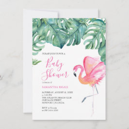 Roze Flamingo Baby Douche Uitnodigingen