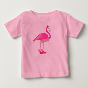Roze Flamingo - Baby Fine Jersey T-Shirt 