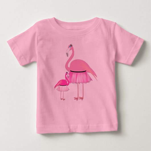 Roze Flamingo - Baby Fine Jersey T-Shirt  (Voorkant)