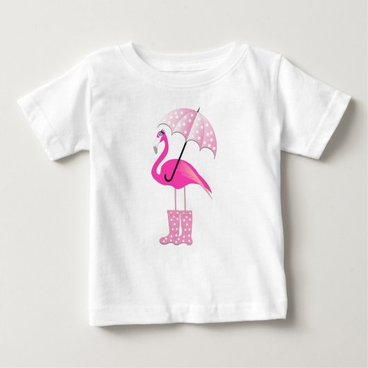Roze Flamingo - Baby Fine Jersey T-Shirt  (Voorkant)