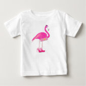 Roze Flamingo - Baby Fine Jersey T-Shirt  (Voorkant)