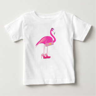 Roze Flamingo - Baby Fine Jersey T-Shirt 