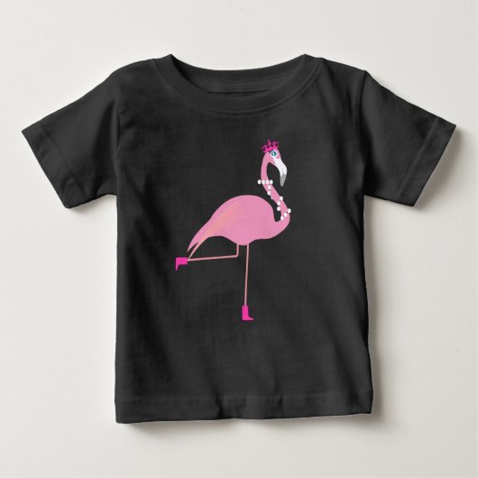 Roze Flamingo - Baby Fine Jersey T-Shirt (Voorkant)