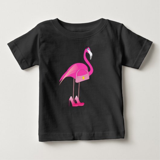 Roze Flamingo - Baby Fine Jersey T-Shirt  (Voorkant)